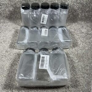 Reusable Beverage Bottles Clear Plastic Square Juice Containers Black Caps